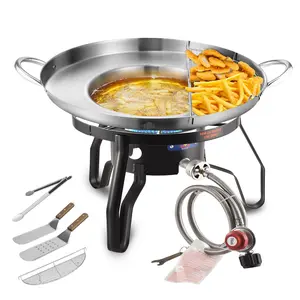 ARC 23" Concave Comal Set and 55000BTU Burner Camping Stove,Outdoor Gas Stove Burner Cooker for Cooking,Comal Cazo Fryer Cookware