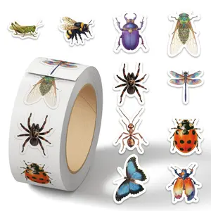 500 sheets/roll transfer stickers with insect and small animal themes, suitable for scrapbooking, diaries, greeting cards, phone cases, or gift bo