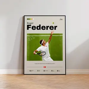 Roger Federer Poster, Tennis Print, Federer Print Decor, Tennis Legend, Sports Wall Art, Roger Federer Fan Gift Room Ornaments