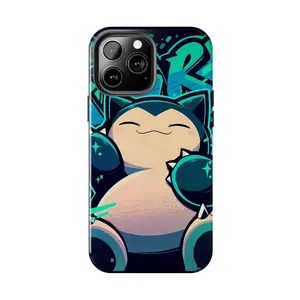Snorlax Pokemon Graffiti Style Phone Case for iPhone 17-7 Pro Max Plus & Samsung Galaxy S25-S21 Ultra Plus - Kawaii Anime Manga Game Teal Cover Unisex
