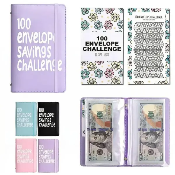 100 Envelope Savings Challenge Book - Save $5,050 in 100 Days Motivational Money Saving Binder with Daily Tracker Aesthetic Cash Envelope System for Budgeting & Habit Building