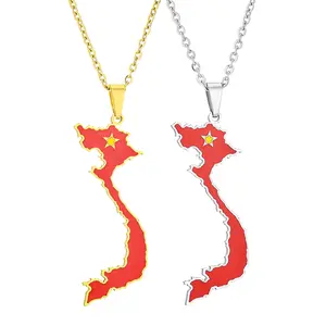 Vietnamese map pendant necklace Stainless steel jewelry women's versatile accessories couple jewelry