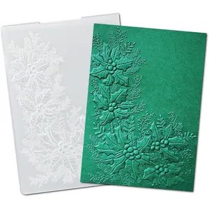 3D Christmas Evergreen Holly Corner Plastic Embossing Folders 5"x7" for Card Making Gift Tag Paper Crafting Home Decoration