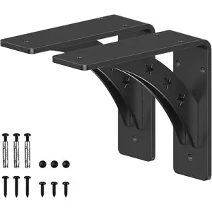 Heavy Duty Shelf Brackets,max Load 900 LBS, Alloy Metal Mantel Brackets , (Set of 2) Fireplace Mantel Brackets - Countertop Support Brackets (Matte Black, 6 inch x 5 inch)