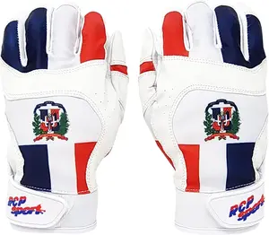 Dominican Republic RCP Baseball and Softball Batting Gloves – Rip and Tear Resistant – Reinforced Crotch, Super Grip Short Cuff, Padded Protection, Adjustable Sizes, Guantes de bateo