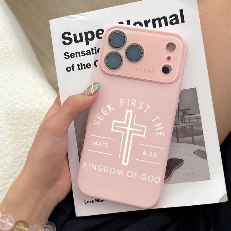 Seek First The Kingdom Of God Graphic Phone Case And Scripture Mark Matt.6:33 Adopts Soft Skin-Friendly Liquid Silicone Material, Featuring A Smooth Matte Surface That Effectively Resists Fingerprints For iPhone 12,13,14,15,16,17