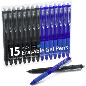 Erasable Gel Pens, 15 Pack Retractable Erasable Pens Clicker, Fine Point, Make Mistakes Disappear, 8 Black 7 Blue Inks for Writing Planner and Crossword Puzzles…