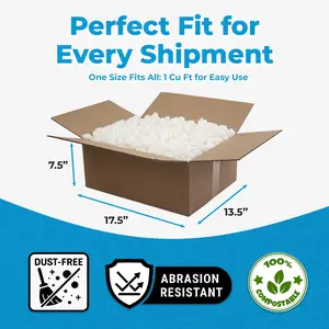MagicWater Packing Peanuts for Shipping - 1 Cu Ft - Bio Tube Recycled Compostable & Biodegradable Void Filler - Cushion for Shipping Packaging - Dust-Free & Abrasion Resistant - Non Styrofoam