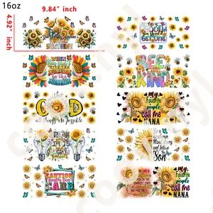 (X7) 20pcs sunflower 16OZ Tumbler Cup Wraps, Waterproof Fade-Resistant Decal Stickers, Vivid HD Print with Strong Adhesion, Customizable Transfers for Glass Cups, Mugs & Smooth Surfaces, DIY Art Craft Supplies