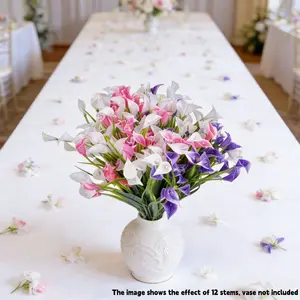 12/20pcs Artificial Lilies Bouquet, Living Room Table Decorations, Plastic Fake Flowers, Home Soft Furnishing Accessories