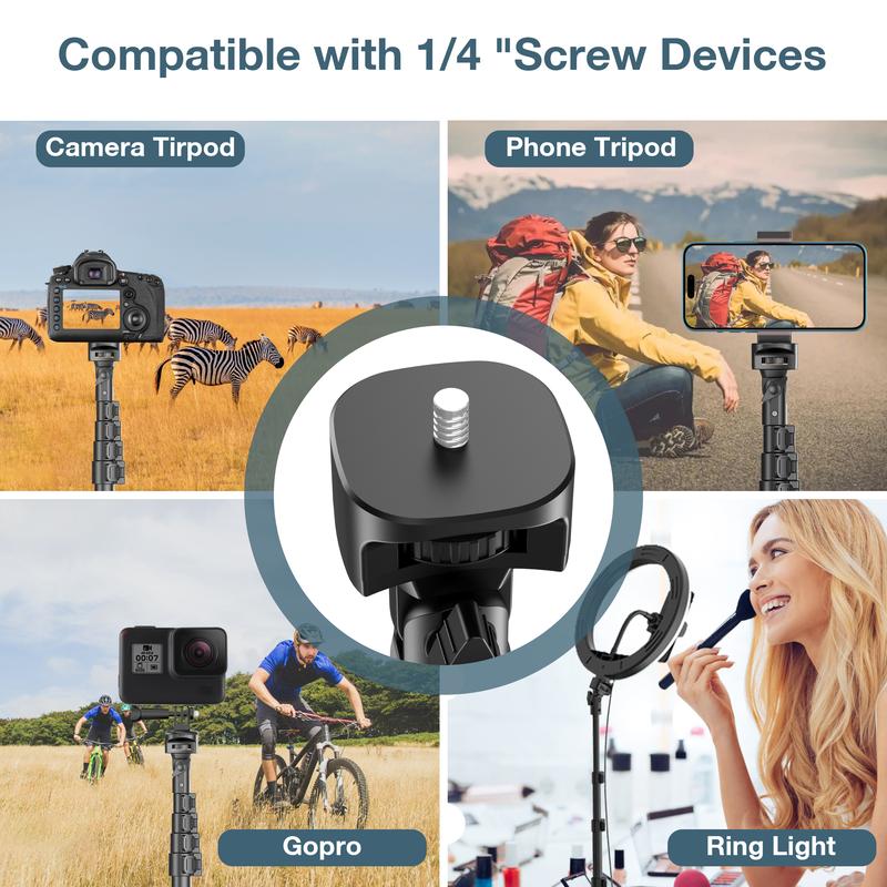 62'' Extendable Phone Tripod & Selfie Stick with Wireless Remote and Universal Holder, Compatible with iPhone, Android, and Cameras