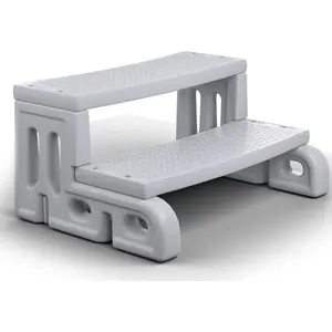 Hot Tub Steps,  2-Step Heavy Duty RV Steps and Stairs for Camper,Non-Slip Spa Steps for Outdoor Hot Tub, Pool Ladder Above Ground, Waterproof Resin Patio Steps, Easy Assembly Grey