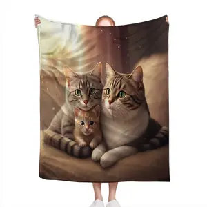 Charming Family of Cats Design Soft Microfiber Throw Blanket – Cozy for Bed, Sofa, Camping, Picnic & Winter Warmth