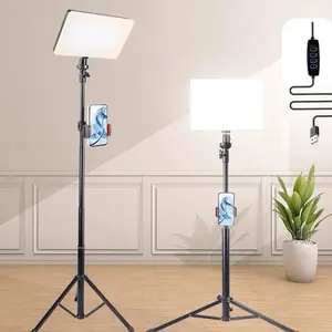 1 Pack LED Video Light with 57'' Tripod Stand, 2500-7500K Dimmable Photography Studio Lighting for Video Film Recording/Collection Portrait/Live Game Streaming/YouTube Podcast