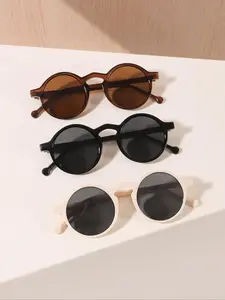 Unisex Simple Style Tinted Lens Sunglasses, Trendy Casual Round Frame Sunglasses for Everyday Use, Fashion Accessories for Outdoor Activities, Fashionable Sunglasses, Lightweight Durable Sunglasses, High Quality Sunglasses