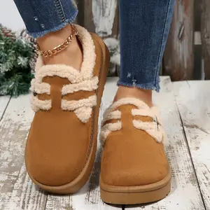 Women's Winter Mini Snow Boots Fuzzy Platform Slippers Soft Lined Suede Upper Casual Indoor Outdoor Shoes