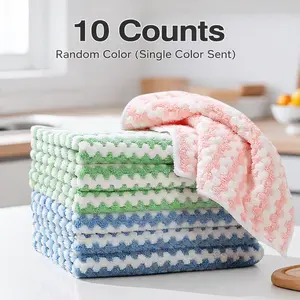 10 Counts Soft Kitchen Cleaning Cloths，Microfibe Absorbent Kitchen Towels for Dish Dry&Wet Washing,Reusable and Washable Towels, Multipurpose Random Color Dishwashing Rags for Kitchen, Pots, Pans & washable floor cloth durable, Easy to wash