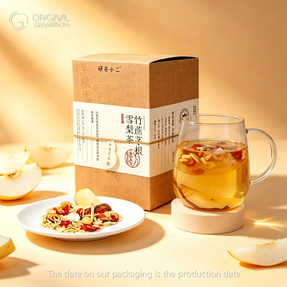 Sugar Cane Snow Pear Caffeine Free Tea 150g(15g×10packs) With Red Dates, Pear Slices, Cogon Grass Rhizome, Sugar Cane, Licorice Root, Carrot, Water Chestnut Slices, Coconut Flakes
