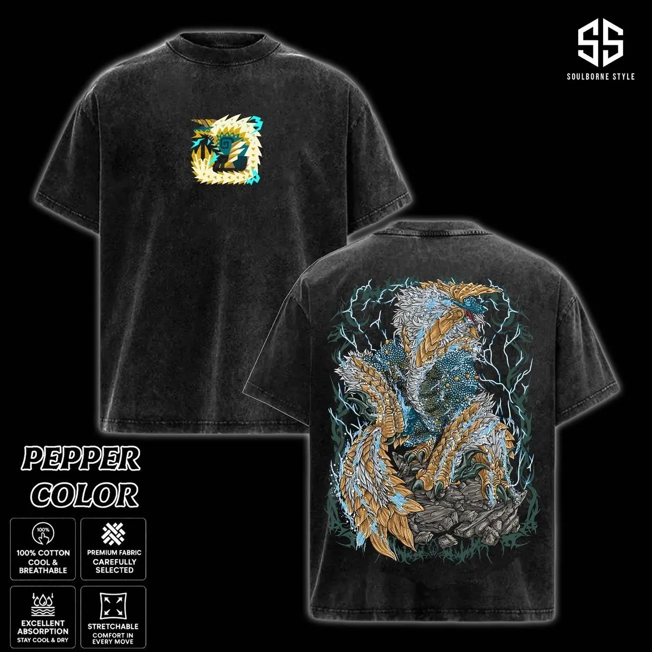 [Soulsborne Style] Vintage Edition Monster Hunter Wilds Unisex T-shirt, Comfort Colors 1717 Shirt, Action RPG Gaming Apparel, Game Shirt, Video Game Clothes, Boy Merch, Gift For Him, Her, Cotton WCN