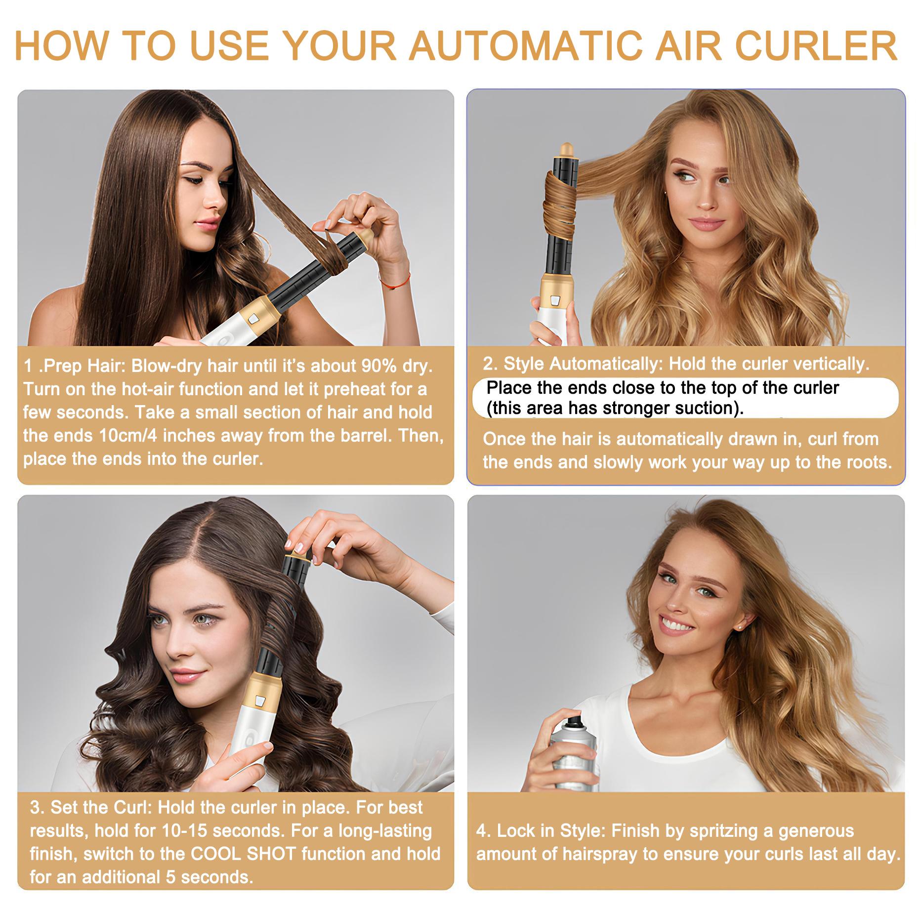 DOEAST US Seller 5-in-1 Hair Styler & Hair Dryer Set with Millions of Negative Ions Features Auto Hair Curler, Detachable Comb Heads, Curling Iron, Hair Straightener, Volumizer, Hot Air Brush & Air Curler All-in-One Hair Styling Tools,  Gift for Girls