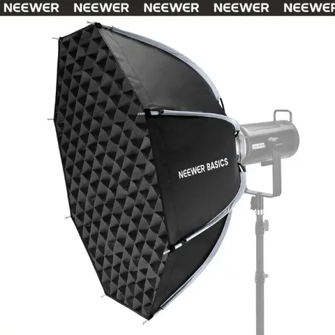 NEEWER NS64P 35.4''/90cm Octagon Livestream Softbox with Bowens Mount - Godox-Compatible Portable Camera Accessory Kit, Quick-Release Photography Lights, Honeycomb Grid, Carrying Bag, Dual Diffusers, Hook-and-Loop, Natural Color Light for Studio Filming