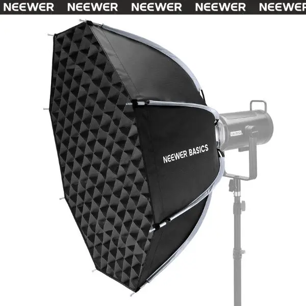 NEEWER NS64P 35.4''/90cm Octagon Livestream Softbox with Bowens Mount - Godox-Compatible Portable Camera Accessory Kit, Quick-Release Photography Lights, Honeycomb Grid, Carrying Bag, Dual Diffusers, Hook-and-Loop, Natural Color Light for Studio Filming