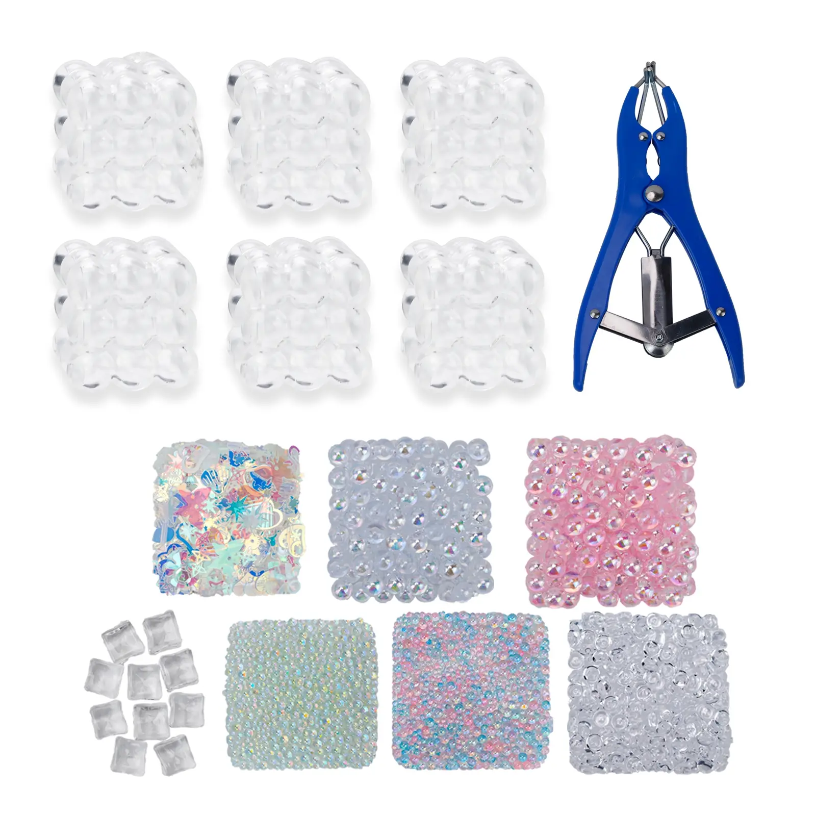 DIY Handmade Stress Relief Ball Kit, Stress Ball Without Net, Stress Relief Gadgets, Stress Relieving Accessory, Includes 6 Accessories, 6 Transparent Magic Cube Balls, Perfect Gift for Kids' Day & Graduation
