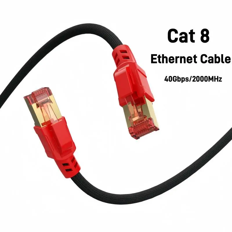 MIZIQIER Cat 8 Ethernet Cable, High Speed Low Latency Braided 40Gbps 2000Mhz Bandwidth Network Cord, Cat8 RJ45 Shielded Indoor LAN Cables Compatibility Compatible for Gaming PC PS5 Xbox Modem Router