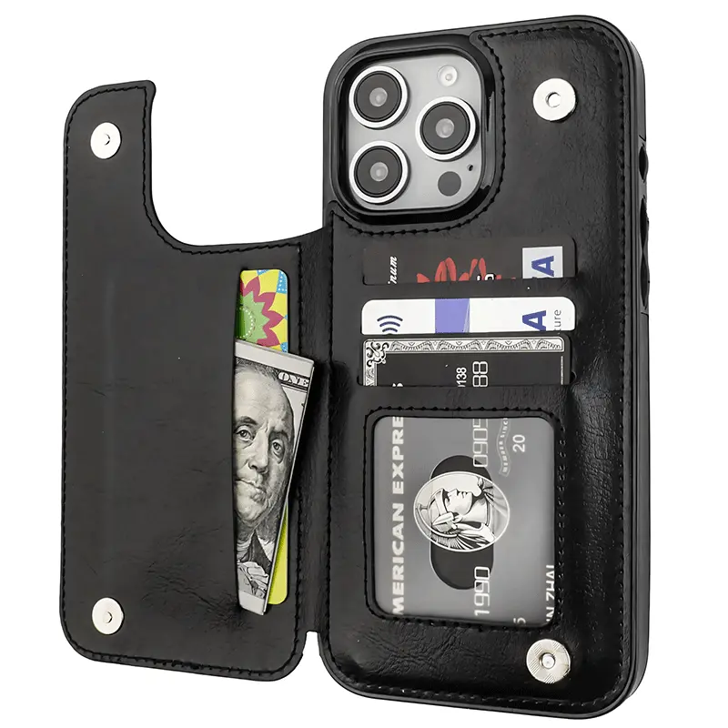 PU Leather Card Holder Wallet Smartphone Case Accessory for iPhone 12/13/14/15/16 Plus/17 Pro Max - Soft, Durable Brown Multi-Model Casing, Shockproof, Anti-Drop Phone Accessory Ideal for Mother's Day Gifting