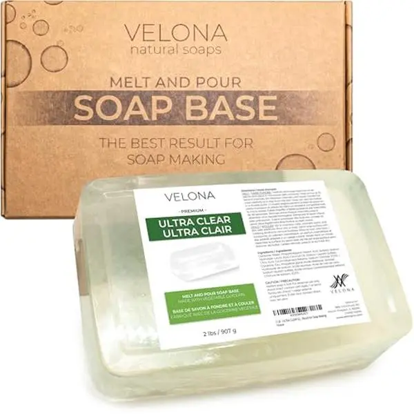 2 LB - Ultra Clear Glycerin Soap Base by Velona | Melt and Pour | Transparent Natural Bar For The Best Result for Soap Making