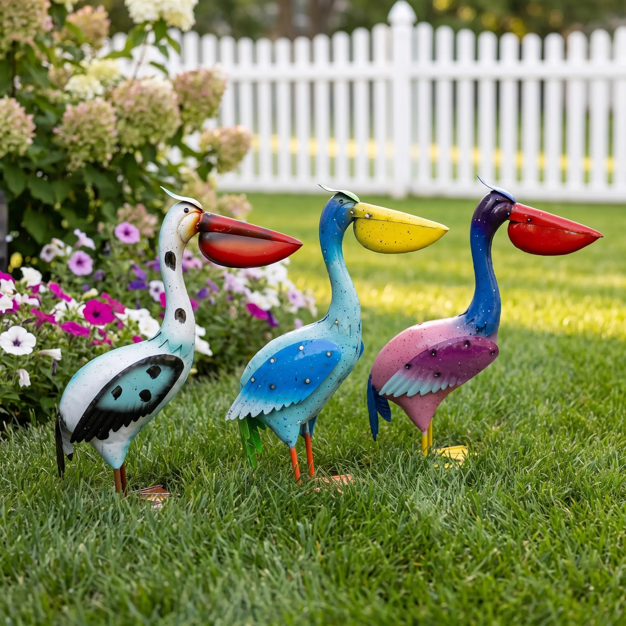16.14-in Highly Painted Iron Pelican Ornament, Outdoor Garden Decor Statue for Lawn-Patio Use, Unique Gift for Gardening Enthusiasts, Exterior Home Accent