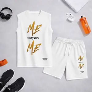 Men's Matching Graphic Tank Top and Shorts Set, 2 Piece Casual Sleeveless Outfit for Summer, Regular Fit Streetwear Clothing Set, Soft Breathable Everyday Wear for Gym Travel Beach Vacation