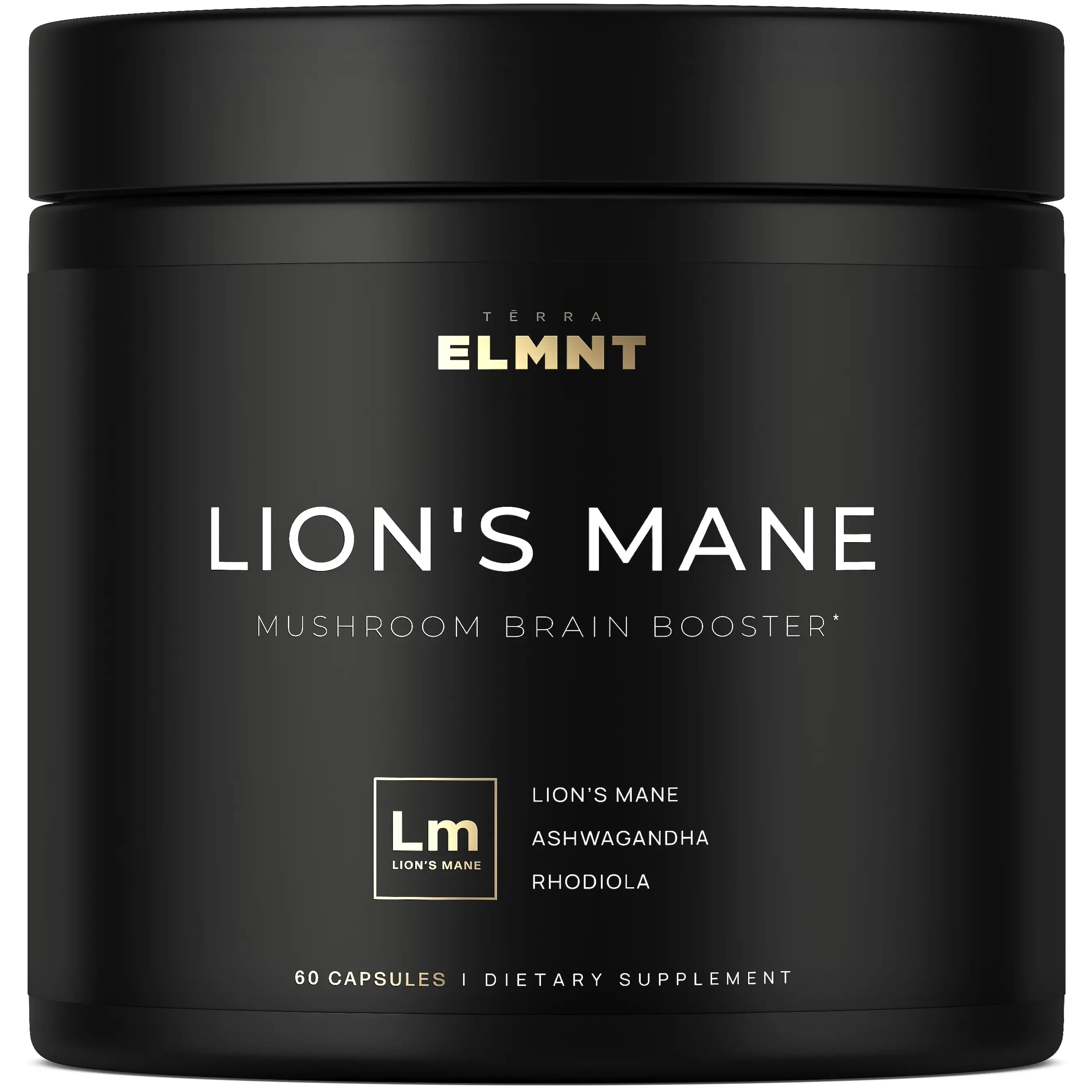 ELMNT 20,000mg 16x Strength Lions Mane Super Nootropic + Brain Supplement - Lion's Mane Extract 50% Polysaccharides w. Ashwagandha & Rhodiola