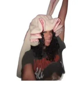 Rabbit Ear Turned-Down Cap for Women with Curly Hair Must-Have Hat & Christmas Gift Soft Pink & White Design Bunny Bonnet