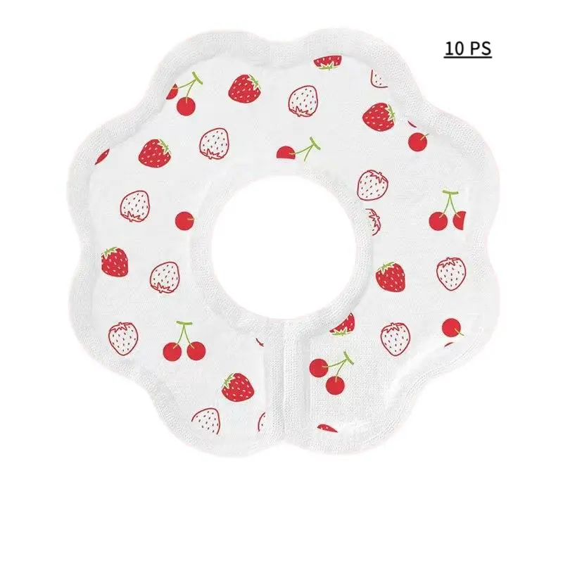 10-Pack Disposable Infant Bibs with Cherry Berry Print, Waterproof and Oil-Proof for Mess-Free Eating and Travel, No, 10 Ps