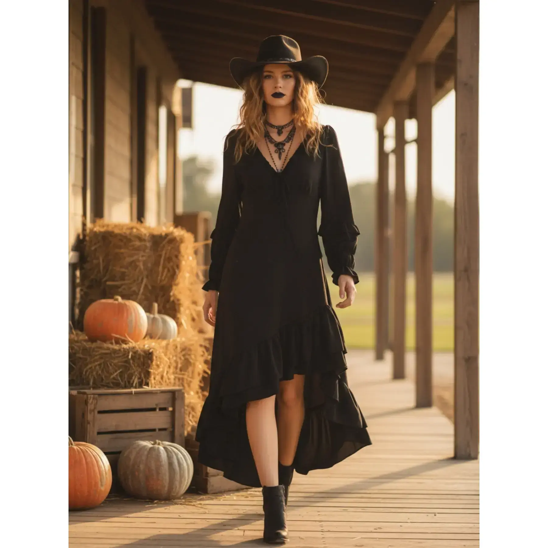 princess polly baby blue dress Women's Halloween Gothic Party Ruffle Mystery Witch Dress, Boho Style,  Ethnic Pattern, Short Slim-Fitting, Long Sleeve