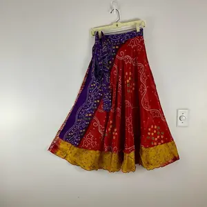 Womenswear Reversible Layered Maxi Wrap Skirt One Size Silk Saree Vintage Vibe Boho