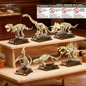 Dinosaur Fossil Skeleton Building Kit with 6 Models, High Detail Abs Material Dinosaur Skeleton Assembly Toy, Display Pieces for Collectors and Gifts