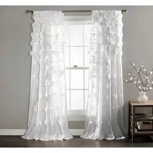 120"x54" Riley Window Curtain Panels White - Lush Décor