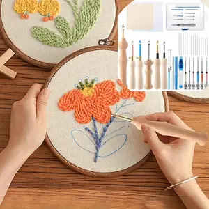 35 Packs DIY Craft Adjustable Embroidery Punch Needle Tools, Embroidery Kits With Cloth Embroidery Pen & Big Eye Needles For Sewing Crafting Stitching, Valentines Christmas Gifts