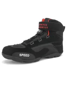 Professional Men's Motorcycle Boots, Riding Boots, Footwear, Urban Racing, Off-Road Gear, Durable Fashion Design, Synthetic Leather, Rubber Sole, Large Sizes Available
