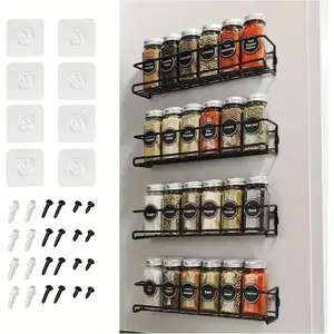 2/4pcs Spice Rack Wall Mounted,Space-Saving Spice Organizer for Spice Jars and Seasonings,Screw or Adhesive Hanging Spice Rack Organizer for Your Kitchen Cabinet,Pantry Door, Wall Organizer Shelf