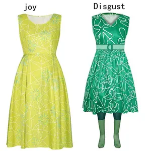 Movie Joy Disgust Cosplay Costume for Women Dress Halloween Costume Joy Disgust Outfits for Women Role Play