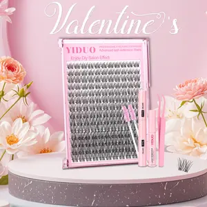 Natural Look Realistic Eyelash Extensions Kit, 1 Box Individual False Eyelashes DIY Lash Clusters with Glue, Tweezers, Brush and Remover, Professional Eye Enhancement Tools for Women, Makeup