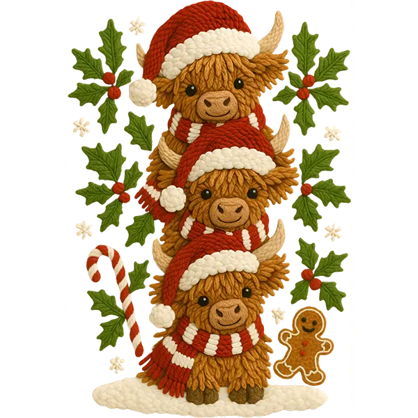 DTF Transfer – Yarn Stacked Cows Multi Sizes