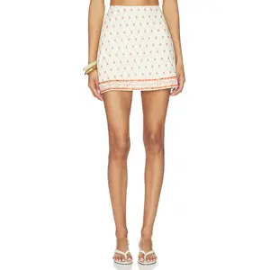 Shani Shemer Elory Mini Skirt in Orange Mosaic Print