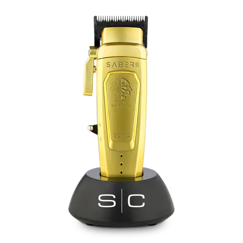 StyleCraft Saber 2 Clipper - Professional Cordless Modular Hair Clipper with High-Torque Digital Brushless Motor in Gold