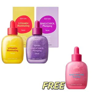 Bakuchiol & Vitamin C Serum Set with FREE NAD+ Peptide Boosting Smoothie Serum - Anti-Aging & Brightening Duo for Radiant, Firm Skin | Gentle Retinol Alternative & Vitamin-Packed Glow Enhancer