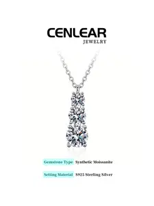 Elegant S925 Silver Necklace with 1.6 Carat Moissanite Pendant, Hypoallergenic Jewelry Gift for Women, Perfect Valentine's Day Present