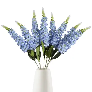8-Piece Artificial Flower Set, Blue Bleeding Heart Silk Flowers, Long Stalk Hyacinth Fake Flowers, Wedding Home Office Decor, Decorative Flowers